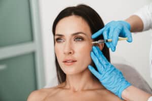 Woman getting BOTOX Cosmetic for aging eyes